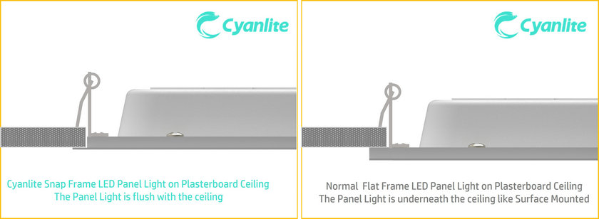 Cyanlite universal design SNAP frame VS normal FLAT frame after installation